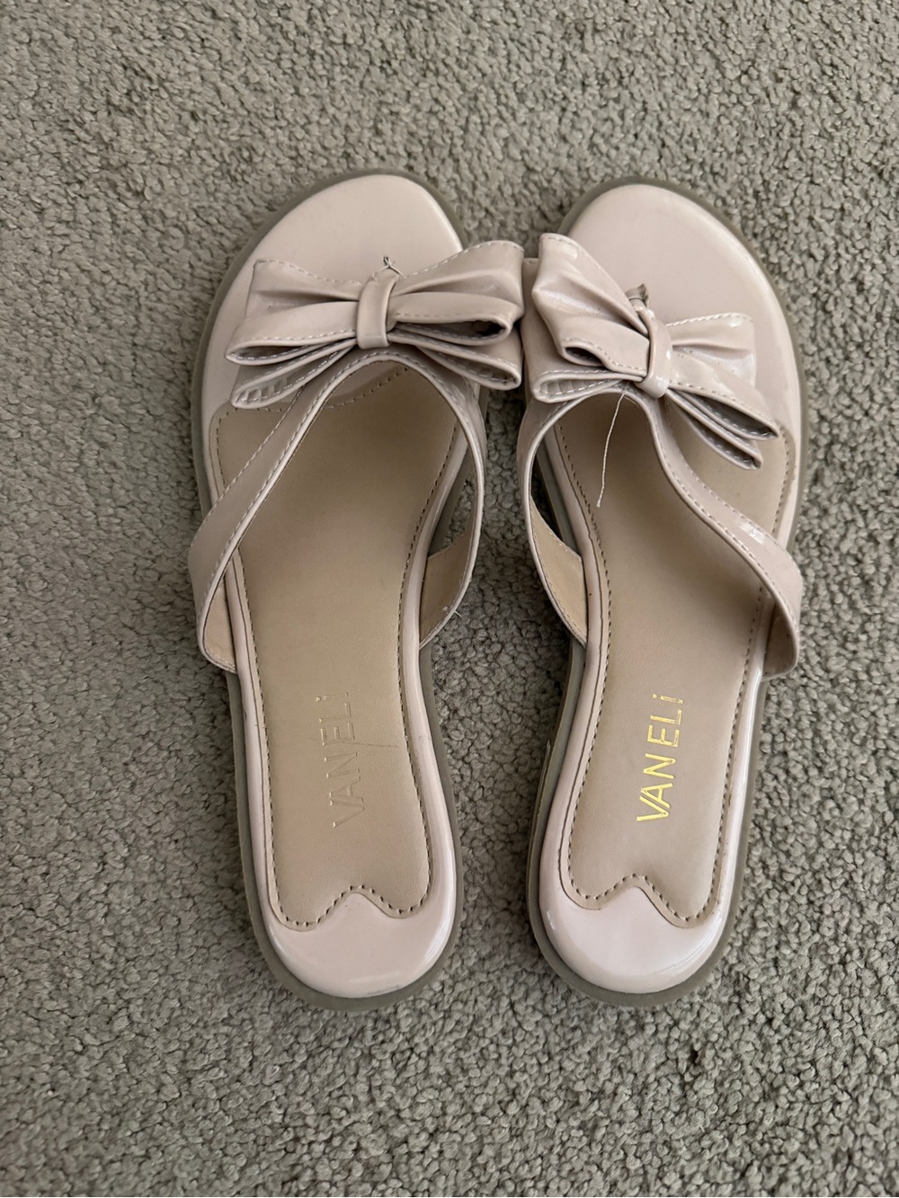 Vaneli Patent Bow Slip-On Mules in Blush